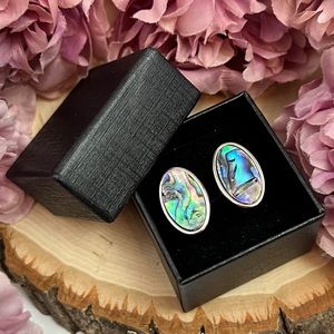 Elegant Colorful Abalone Shell Oval Cufflinks